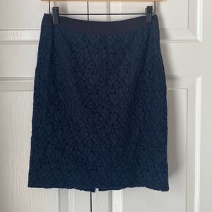 J. Crew Factory 65815 Navy Eyelet‎ Lace Pencil Skirt Size 0
